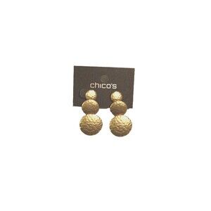 Chico's Gold Tone Hammered Drop Earrings